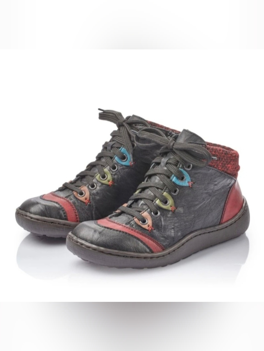 Reiker Simona 3 Antistress Sneaker Boot Side Zip Multicolor Leather Wmns 8.5 - 9